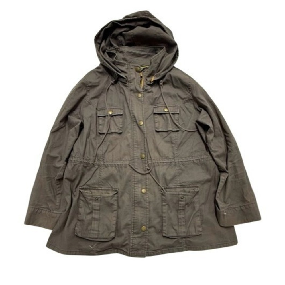 Market & Spruce Women's Olive Green‎ Hooded Utility Jacket Size 1X